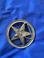 Men&rsquo;s Silver Tone Western Star-in-Circle Metal Belt Buckle Fits 1.5 in
