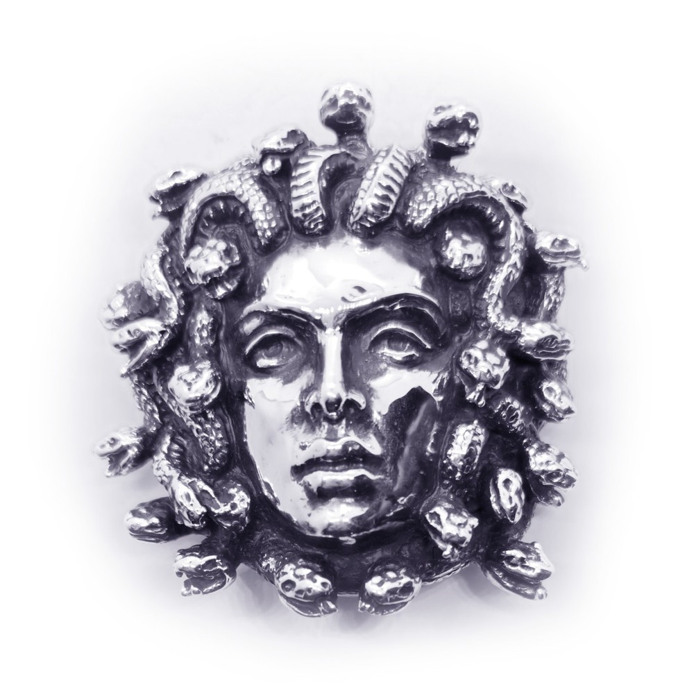 Medusa Gorgo Sterling Silver Belt Buckle