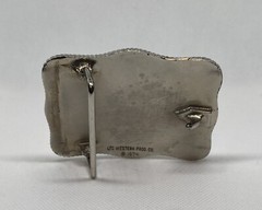 Western Belt Buckle Roper Silver Tone Engraved Western Prod Co. 70s