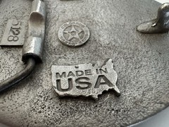 U.S. Marines Belt Buckle Pewter & Red Enamel Vintage United States Marine Corps