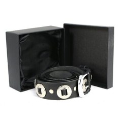 Milwaukee Leather 7120 Mens Chrome Conchos Leather Belt w/Interchangeable Buckle