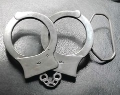 Handcuffs Theme Fine Pewter Silver Belt Buckle MPN 4632 Fits 1.5 in Belt
