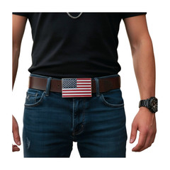 Men Women Belt Buckle Metal Silver United State America USA Flag 4th July Style