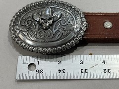 Crumrine Western Belt Buckle Cowboy Till Death Silver Creek Brown 36