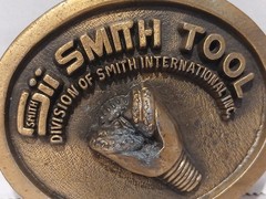 Vintage SMITH TOOL Solid Brass Belt Buckle Heavy Raised Drill Bit 