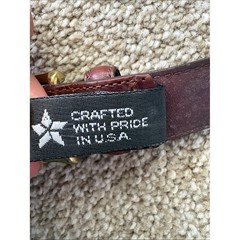 Vintage Brighton Brown Faux Croc Leather Textured Belt Gold Buckle Size 38 USA