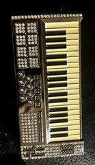 Vintage Music Piano Belt Buckle w/ Gems & Rhinestones Disco Buckle