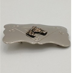 Chambers Belt Co Western Horse Head Belt Buckle Silver Gold Tone Stars USA Made