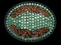 SL15101 REALLY NICE **ORNAMENTAL** ORANGE & GREEN CRYSTALS ART FASHION BUCKLE