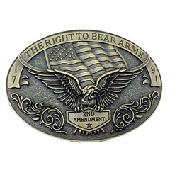 Right to Bear Arms Belt Buckle Western Coyboy Native American (RBA-02-G)