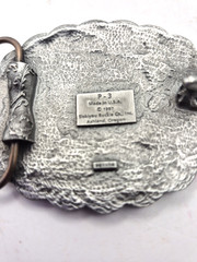 Vintage Siskiyou Pewter Belt Buckle 2.5&Prime; Southwestern Made In USA Stone Center