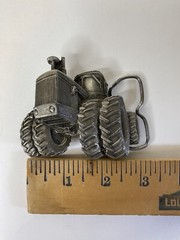 Vintage Tractor Belt Buckle 1980 3D Metal Tractor Pewter By Bergamot Brass Works