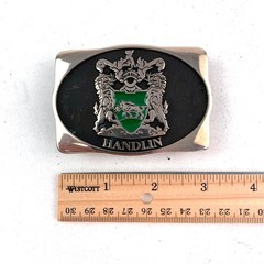 Handlin Family Crest Belt Buckle Anacortes Brass Works