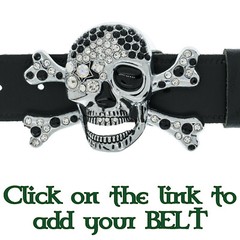 Bling Skull Crossbones Belt Buckle Pirate Booty Crystal Rock Biker Gothic Emo