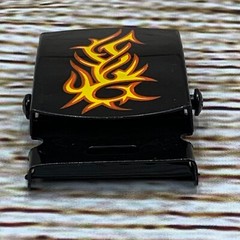Tribal Flame Belt Buckle Black Metal Flip Top Novelty Design