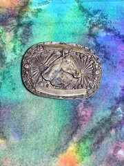 VTG Brass Belt Buckle Harold I. Bowman & Sons Horse Equestrian Western Cowboy