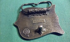 Vintage USA 1980 Olympics Shield Logo Brass Belt Buckle Bergamot made in USA