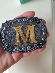 Western Belt Buckle Initial Letters ABCDEFG to Y-Cowboy Rodeo Large Belt..