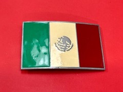 Mexico Flag Patriotic Belt Buckle Western Cowboy Eagle Country Emblem