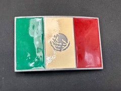 Mexico Flag Patriotic Belt Buckle Western Cowboy Eagle Country Emblem