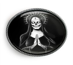 Santa Muerte Belt Buckle – Day of the Dead Art Handmade Belt Buckle – 119