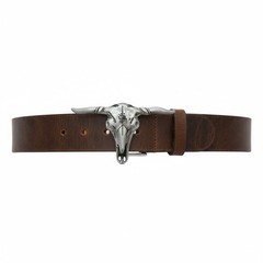 Men Casual Fashion Silver Metal Belt Buckle Long Horn Texas Cow Bull Jeans Pant