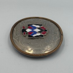 Vintage German Silver Thunderbird Belt Buckle Western Enamel Floral Engraved