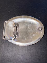 Justin Boots Champion Western Belt Buckle Oval Silvertone W Floral Engrave2x2.75