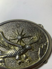 Vintage Silver Gold-Tone Flying Eagle Belt Buckle Metal Jeweled Sun Unbranded