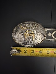 Vintage Artes Valenzuela AV Rodeo Horse Buckle & Charro Belt Mexico