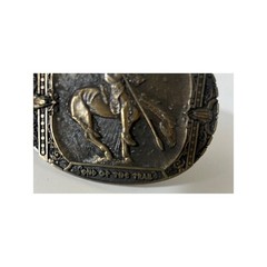 Montana Silversmiths End of the Trail Brass Belt Buckle 3.5&Prime; Horse Rider Oval