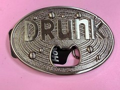 DRUNK NOS Funny Humor Novelty Belt Buckle with Bottle Opener