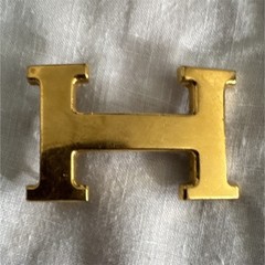 Hermès Gold Tone Shiny Metal H Logo Interchangeable Belt Buckle, 1.25&Prime; 6514