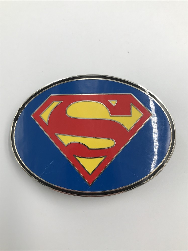 Classic Superman Logo Belt Buckle Metal 3.5 in. x 2.5 in. DC Comics Blue