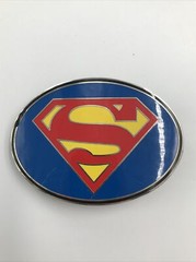 Classic Superman Logo Belt Buckle Metal 3.5 in. x 2.5 in. DC Comics Blue