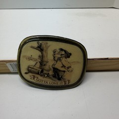 Vintage Cartoon Belt Buckle Funny Golfer & Squirrel « Gotta Love It » Fits 1.5”