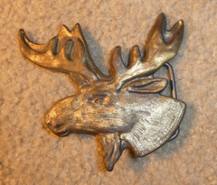 Vintage 1970s Brass Moose Elk Head Belt Buckle 4&Prime; Wide #2