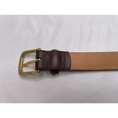 Lands End Brown Leather Belt Men 48&Prime; Long Gold Buckle Classic Business Everyday