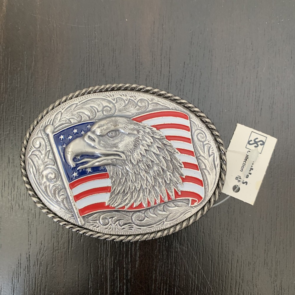 THE AMERICAN EAGLE AND AMERICAN FLAG BELT BUCKLE – GW-16