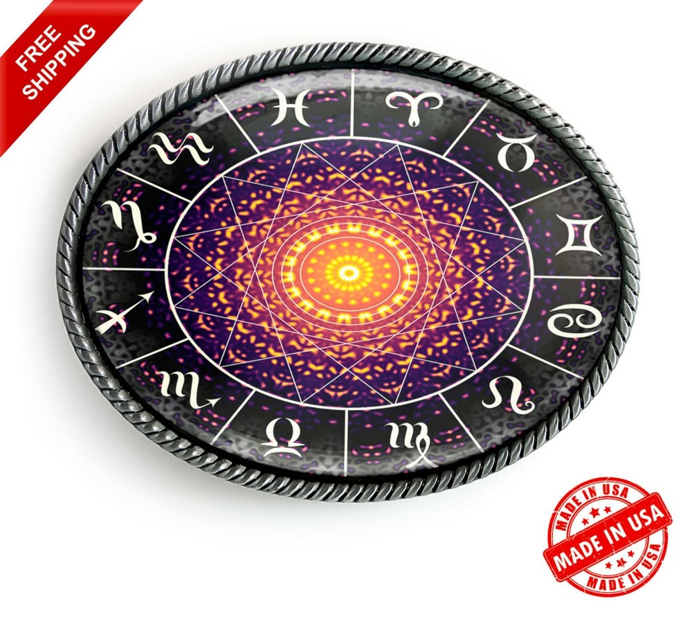 Magic Zodiac Belt Buckle – Astrology Wheel Horoscope Handmade Buckle – 30