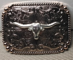 Long Horn Bull Western Cowboy Belt Buckle Hebilla Vaquera Con Toro
