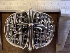 Gothic Cross Belt Buckle Silver Tone Ornate Oval Biker 3.9oz【BBKRO】