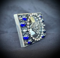 Eagle Americana Industrial Mirror Blue Balls Belt Buckle OOAK Darren McNeese