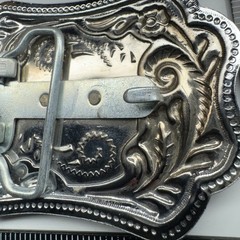 Western Eagle Belt Buckle Silver Tone Gold Tone Ornate Floral Design Cowboy