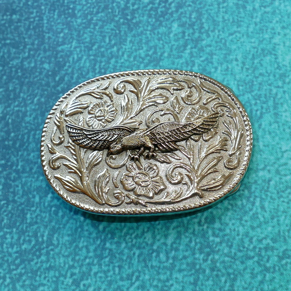 FLYING EAGLE Silver Tone Belt Buckle – NEW Filigree Spread Wings Soaring on Find