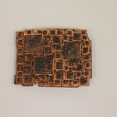 Rustic Copper Belt Buckle With Geometric Relief Design For Jeans