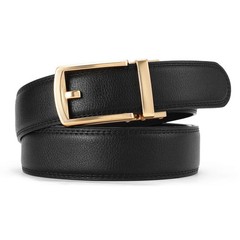 GAEKEAO Ratchet Belt for Men 28&Prime;-44&Prime; Waist Adjustable, Basic Gold – Black