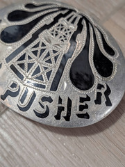 Vintage 1980 R&B German Silver Belt Buckle Tool Pusher Oil Derrick Handcrafted