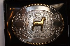 Crumrine Trophy Buckle Oval Goat Ribbons Belt Buckle 38666