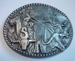 Zee Series 3-D Metal Cowboy Belt Buckle Horse Longhorn Cow Bull Roundup Western